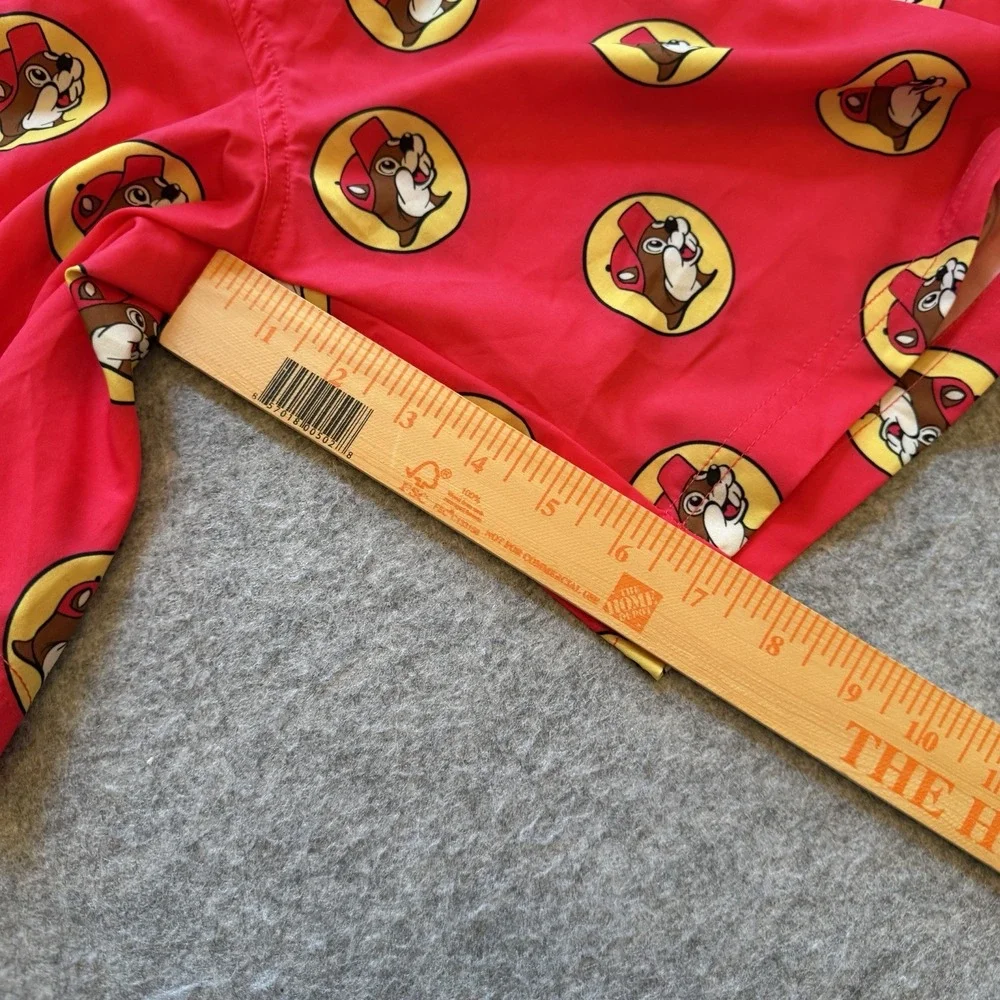 NWT Buc-ee's Men's Swim Trunks Shorts Red Yellow Beaver Logo Beach Lined Size XL